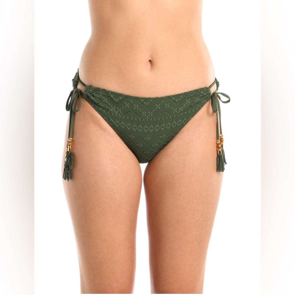 NWT‎ La Blanca Size 14 Olive Bikini Bottom with Tassel Ties
